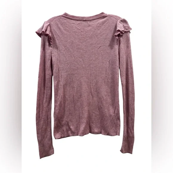 Madewell Dusty Pink Ruffle Long Sleeve Tee - Picture 3 of 5